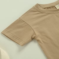 Nokiwiqis Dječja ljetna dva odijela, čvrsta boja okrugli vrat kratki rukav majica elastične struke kratke hlače sa džepovima