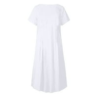 Ženske haljine okrugli izrez Čvrsti a-linijski mini casual ljetna haljina s kratkim rukavima bijela