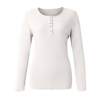 Ženske vrhove Bluza Žene Ležerne prilike na dugim rukavima Henley majice bijela 2xl