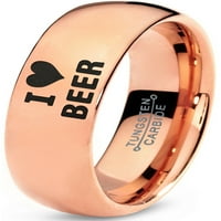 Tungsten Heart Love Beer Bend prsten Muškarci Žene Udobne cipele 18k Rose Gold Dome Polirano