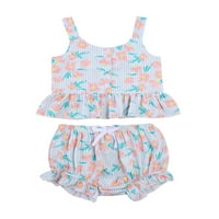Gwiyeopda Toddler Baby Kids Girl BuyEveless Ruffled Hem gumb Tenk Torbe Shorts Outfits Set