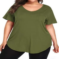 Colisha Dame Tops Plus size Majica V izrez Ljetne t košulje Ležerne prilike za odmor kratkih rukava Crveni XL