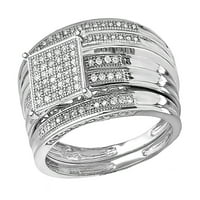 DazzlingRock kolekcija okrugla bijela dijamantska četverokutna ingenta TRIO prsten za muškarce i žene