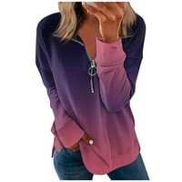 Teen Girl Odjeća ustaljena odjeća Ženski uzročni zip pulover dugih rukava duge gradijent aident hawer jakna tamno ljubičasta 2xl