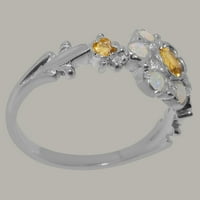 Britanci napravio 14k bijeli zlatni originalni prirodni prirodni citrinski i Opal Womens Ring - veličine