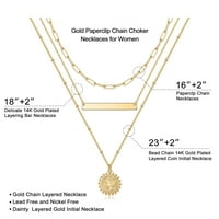 Zlatne oklopljene ogrlice za žene 14K pozlaćene zlatne ogrlice za žene Dainty Coin Privjesak ogrlice