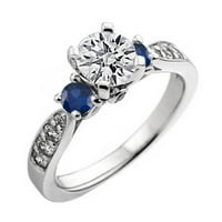 DazzlingRock kolekcija 14k Round Blue Sapphire & White Diamond Dame Stone Bridal zaručni prsten, bijelo