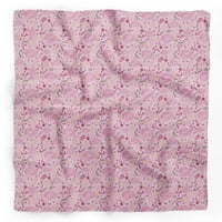 Bimba Pink lišće i cvjetni cvjetni tiskani čisti svileni šal za glavu za kosu Bandans za žene