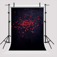 Greendecor Polyster 5x7ft crna sa crvenim srcem Valentinovo Photo podržava čvrsta pozadina za fotografiju