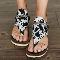 Ženske dame Ležerne prilike Retro Flip Flops Comfy sandale sa sandale patentni objektiBlack sandale