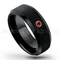Crni volframovinski prsten ivica - 0,07ct Solitaire Tsavorite prsten - Personalizirani vjenčani prsten