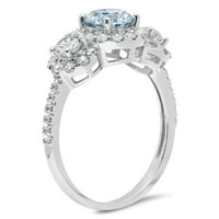 1. CT Sjajan okrugli rez Clear Simulirani dijamant 18k bijeli zlatni halo Trobotan prsten SZ 8.25