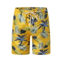 Muška ljetna modna casual havajska stila tiskane cvjetne plažne hlače hlače žute xxl