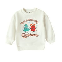 Dečiji dečji duksevi Božićni crtani tiskani O-izrez Dugih rukava Top pulover Labavi Ležerni modni vrhovi Dnevna odjeća Mekane dukseve za dijete