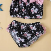 TODDLER kupaći kostimi za djevojčice Ljeto Bowknot kravlje tiskane ruffles dva bikinija sa šeširom kupaćim