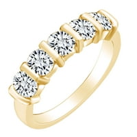 Carat okrugli bijeli prirodni dijamant Five kameni vječni vjenčani prsten za vjenčanje u 10K čvrstog