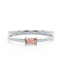 Prekrasan minimalistički rezani morgatitni i dijamantski movali zaručni prsten, vjenčani prsten, jedan