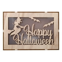 Krakore za Noć vještica Vintage Halloween Dekor LED šuplji drveni privjesci za kućni ukrasi Halloween Decor Wood a