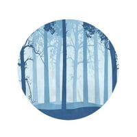 Okrugli ručnik za plažu sažetak sažetak plavih drvenih debla grana u maglovitim šumskim putničkim krugom