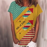 CETHRIO Ljetne košulje za žene - Ležerni dan neovisnosti Ispis bluza s kratkim rukavima