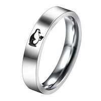 Heiheiup Jednostavan titanijumski čelični prstenski prsten crtani crtić slatki nakit prsten za prstenje