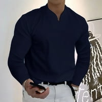 Muške kancelarijske košulje Solid Boja V-izrez kratki rukav Spring Spring Winter Casual BluZA odjeća
