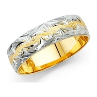 Jewels 14k bijela i žuta dva tonska zlatna muško čvrsta dijamant-rezana tradicionalna klasična komforna