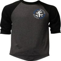 Muška prsa Jiu Jitsu Circle crna košulja Crna Raglan Baseball majica mali ugljen crni