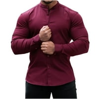 Muške modne kardigan majice Slim Fit Solid Color Dugim rukavima dolje Down Okrugli vrat Majica Comfy