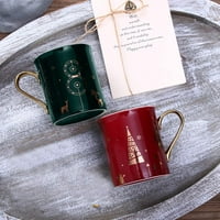 Slatka krigla božićna kafa sa zlatnom ručkom Dekorativnom keramičkom kafićem za žene za idealne poklone,