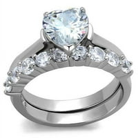 Žene visoko polirani prsten od nehrđajućeg čelika sa AAA razredom CZ-a jasno - veličine 7