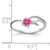 Čvrsti 14K bijeli zlatni simulirani ružičasti turmalinski AA CZ prsten