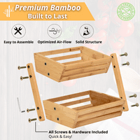 Bambusova korpa za kuhinjski brojač voća i povrće, dvokrevetna drvena posuda za voće zlatne prirode