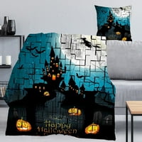 Halloween Dekorativni pokrivač s jastukom, horor Halloween pokrivač za dnevni boravak Spavaća soba Estetski