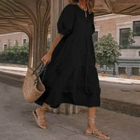 Miayilima crne casual haljine za žene haljine s kratkim rukavima izlaže sa plažom Ležerna haljina