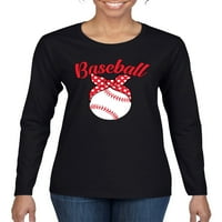 Divlji bobby, slatka bejzbol mama vrpca poklon, majčin dan, ženska majica s dugim rukavima, crna, mala