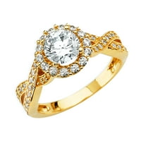 Jewels 14k žuti zlatni kubni cirkonijski CZ zaručničke prstene veličine 7.5
