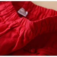 Fartey harem hlače za žene pamučne posteljine elastične strugove kapri hlače opuštene salone za prozračnu salonu od pune boje pantalone