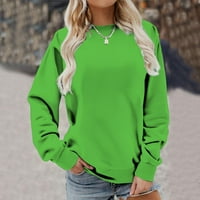 DNDKilg Slatki dressy vrhovi prevelizirani obični dukserski dugi rukav Crewneck pulover Golf lagana labava fit plus veličina odjeća za žene trendi zelene s
