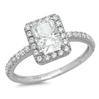 1.96ct Emerald Clear Clear Moissine 18k bijelo zlato Angažovanje halo prstena veličine 8.5