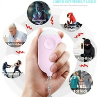 Alarm za punjivu samo odbranu - DB glasni prsten za hitne sigurnosne sirene sa LED svjetlom - SOS sigurnosni uređaj za upozorenje za žene, djecu, starije osobe i joggers