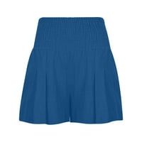 Hlače za žene Modni ljetni džep Čvrsti povremeni elastični kratke hlače visokog struka, plava, xxxxxl