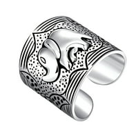 Popularna tajlandska srebrna vintage boja sjajni linijski linijski prsten prstena f