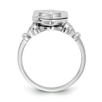 Bijeli sterling srebrni prsten tematski rodirani rodirani blok