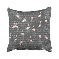 Flamingo jato na tamno sivoj imitaciji rukom pisanog teksta nečitljivih jastučnica