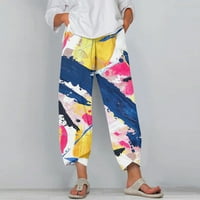Komforne hlače za žene široke noge Capris ženske ljetne obrezane hlače plaža elastična struka vrećaste