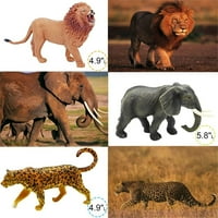Safari Životinjske igračke, realistična zoološka vrhova džungle figure figure afričke divlje plastične