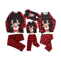Wsevypo Podraduđivanje porodice pidžame postavlja Božić PJ-a s jelenom dugim rukavima i pletenim hlačama