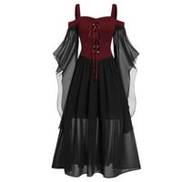Yanhoo ženske ljetne haljine trendi mrežasti rukav s ramena Maxi haljina Gothic Renesansa kostim za