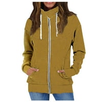 Dame Casual Solid Color plus fleece turtleneck džemper džemper jakna žuta